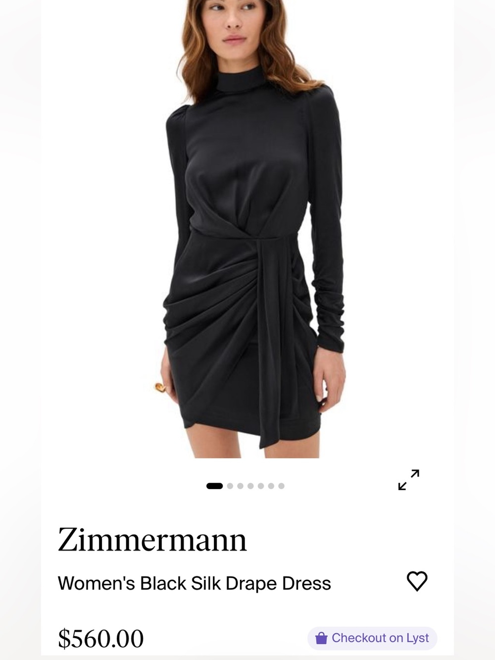 Zimmermann Black Silk Draped Mini Dress